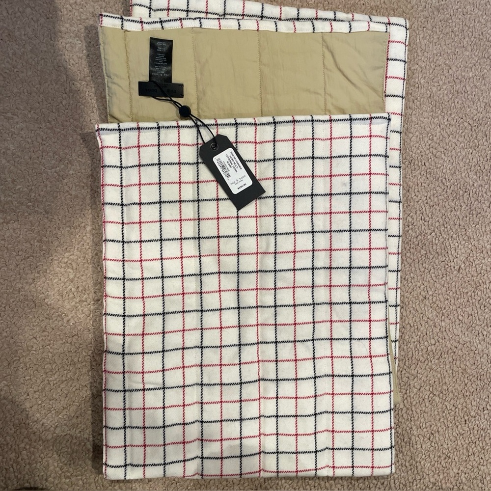 Rag & Bone Beige and Red Plaid Textile Tattersail Blanket Scarf